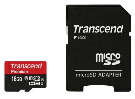 Transcend 16GB micro SDHC UHS-I Premium (with adapter