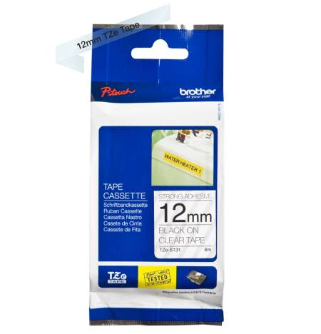 Brother TZe-S131 Black On Clear Adhesive Tape