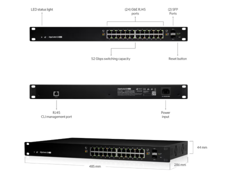 Комутатор Ubiquiti EdgeSwitch 24-портов 250W