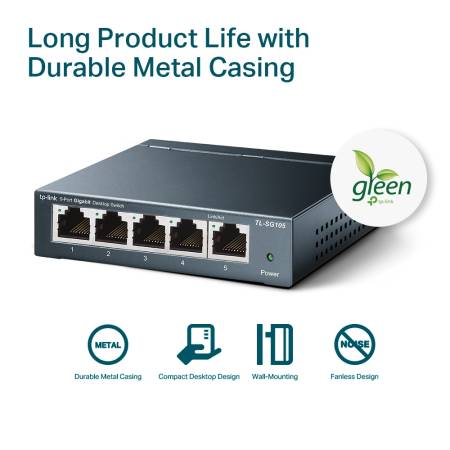 Комутатор TP-Link TL-SG105 5-портов гигабитен