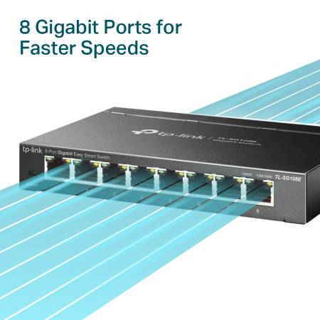 8-портов гигабитов комутатор TP-Link TL-SG108E Easy Smart