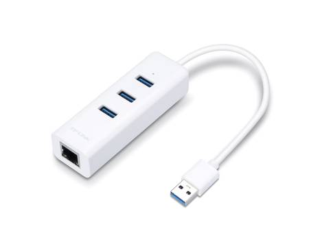 Мрежови адаптер TP-Link UE330 USB 3.0 3-Port Hub & Gigabit Ethernet