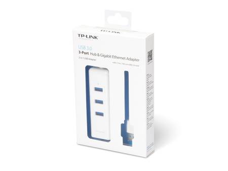 Мрежови адаптер TP-Link UE330 USB 3.0 3-Port Hub & Gigabit Ethernet
