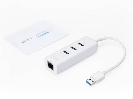 Мрежови адаптер TP-Link UE330 USB 3.0 3-Port Hub & Gigabit Ethernet