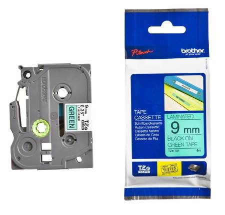 Brother TZe-721 Tape Black on Green