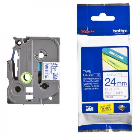 Brother TZe-253 Tape Blue on White