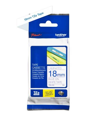 Brother TZe-243 Tape Blue on White Laminated