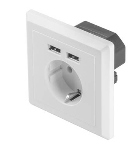 Lanberg AC wall socket 230V with 2 USB port 2.1A