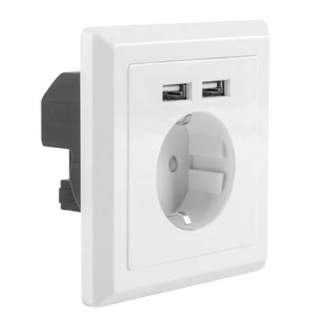 Lanberg AC wall socket 230V with 2 USB port 2.1A