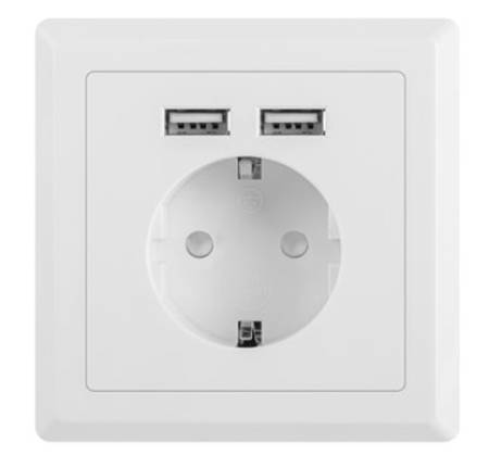 Lanberg AC wall socket 230V with 2 USB port 2.1A