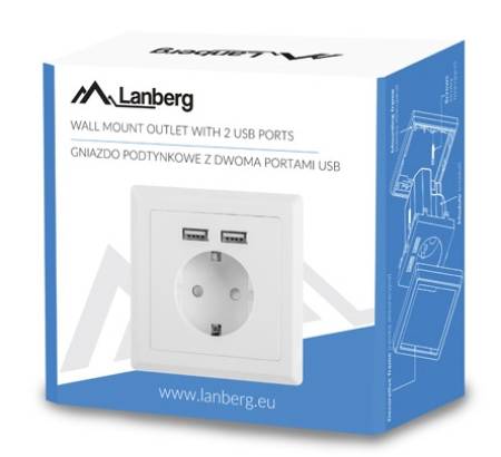 Lanberg AC wall socket 230V with 2 USB port 2.1A