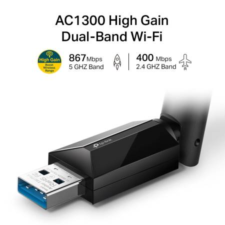 2-лентов безжичен USB адаптер TP-Link Archer T3U Plus AC1300