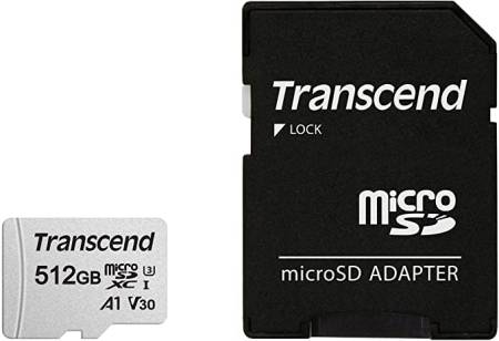 Transcend 512GB microSD w/ adapter UHS-I U3 A1