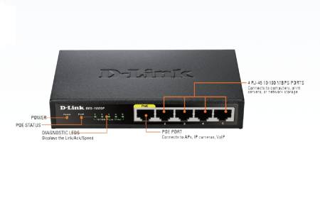 D-Link 5-Port Fast Ethernet PoE Desktop Switch