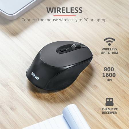 TRUST Zaya Wireless Rechargeable Mouse Black