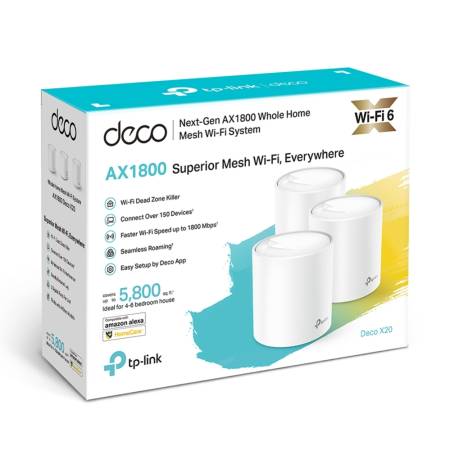 Безжична Wi-fi 6 Mesh система TP-Link Deco X20(3-pack) AX1800