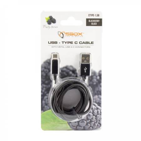 Кабел SBOX USB-TYPEC-15B :: USB 2.0 кабел Type A - Type C M/M 1.5 метра черен
