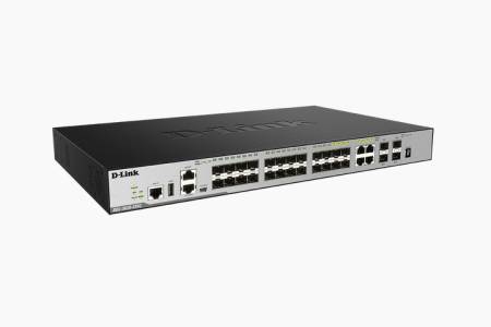 D-Link xStack 20-port SFP Layer 3 Stackable Managed Gigabit Switch including 4-port Combo 1000BaseT/SFP plus 4 10GE SFP+