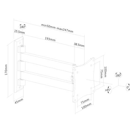 Neomounts Flat Screen Wall Mount (2 pivots & tiltable)