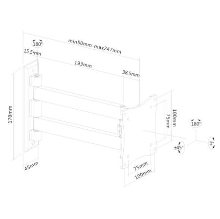 Neomounts Flat Screen Wall Mount (2 pivots & tiltable)