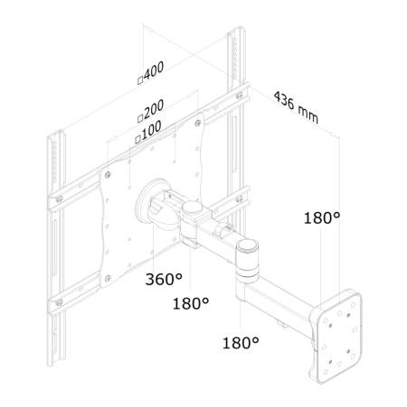 Neomounts Flat Screen Wall Mount (3 pivots & tiltable)