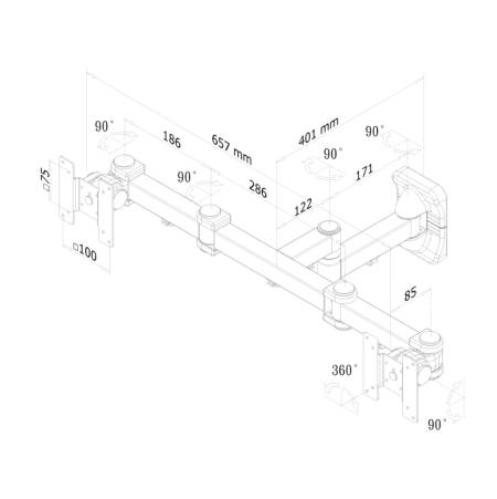 Neomounts TV/Monitor Wall Mount (3 pivots & tiltable) for 2 Screens