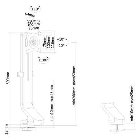 Neomounts Flat Screen Desk Mount (clamp/grommet)