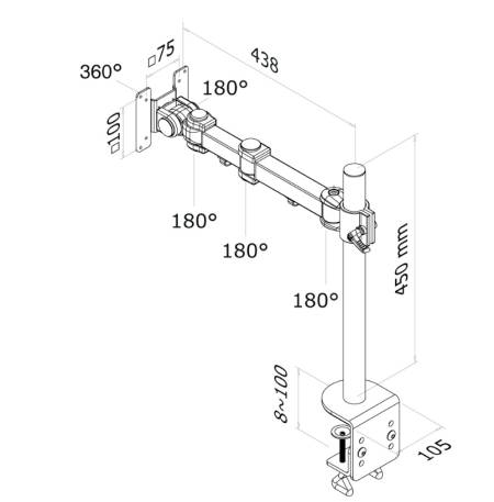 Neomounts Flat Screen Desk Mount (clamp)