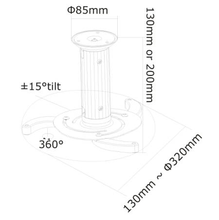 Neomounts Projector Ceiling Mount (height: 8-15 cm)