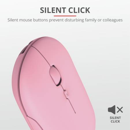 TRUST Puck Wireless & BT Rechargeable Mouse Pink