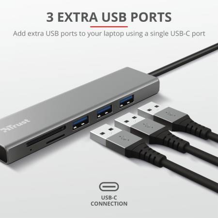 TRUST Halyx Fast USB-C Hub & Card Reader