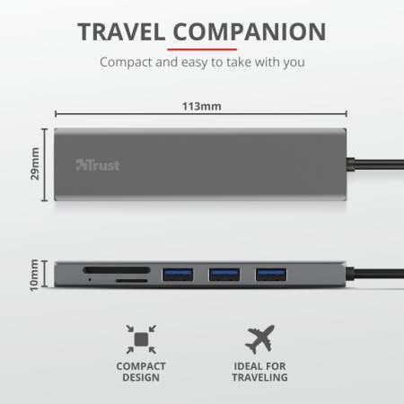 TRUST Halyx Fast USB-C Hub & Card Reader