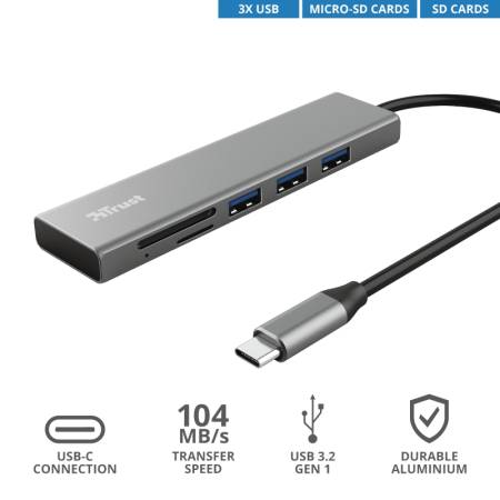 TRUST Halyx Fast USB-C Hub & Card Reader