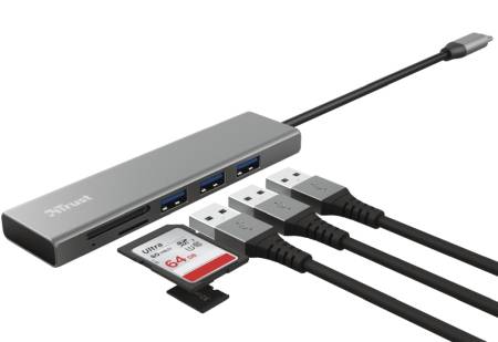 TRUST Halyx Fast USB-C Hub & Card Reader