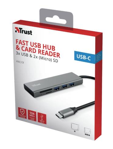 TRUST Halyx Fast USB-C Hub & Card Reader