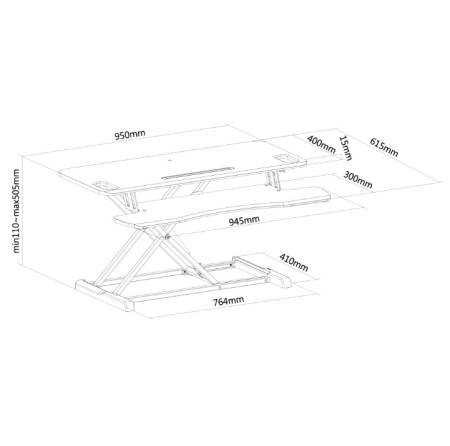 Neomounts Workstation - sit-stand workplace (height adjustment: 11-51 cm)