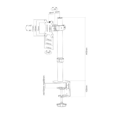 Neomounts Flat Screen Desk Mount (clamp/grommet)