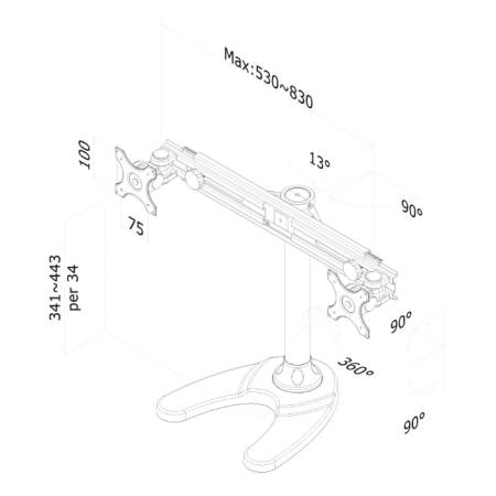 Neomounts Flat Screen Desk Mount (stand/grommet) for 2 Monitor Screens