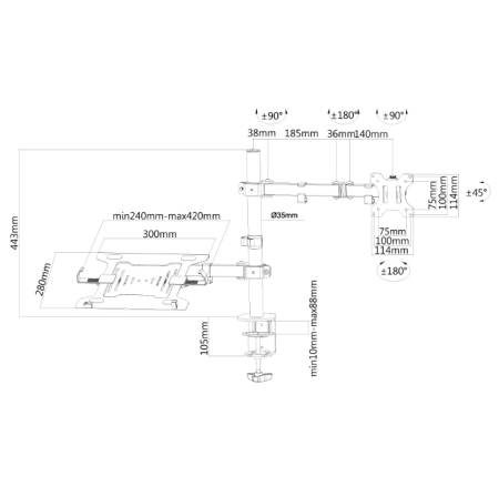 Neomounts Flat Screen & Notebook Desk Mount (clamp/grommet)
