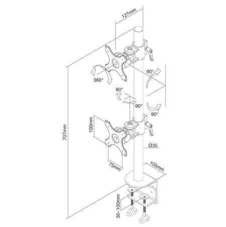 Neomounts Flat Screen Desk Mount (clamp) for 2 Monitor Screens