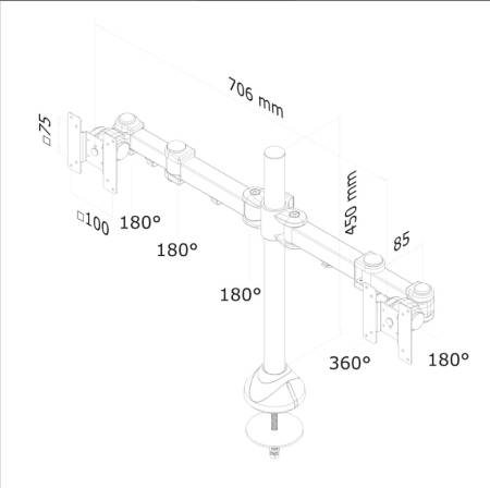 Neomounts Flat Screen Desk Mount (grommet) for 2 Monitor Screens