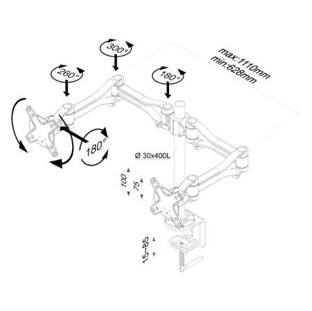 Neomounts Flat Screen Desk Mount (clamp) for 2 Monitor Screens