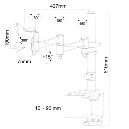 Neomounts Flat Screen Desk Mount (clamp/grommet)