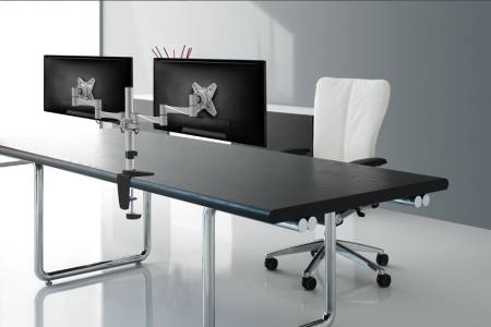 Neomounts Flat Screen Desk Mount (clamp/grommet) for 2 Monitor Screens