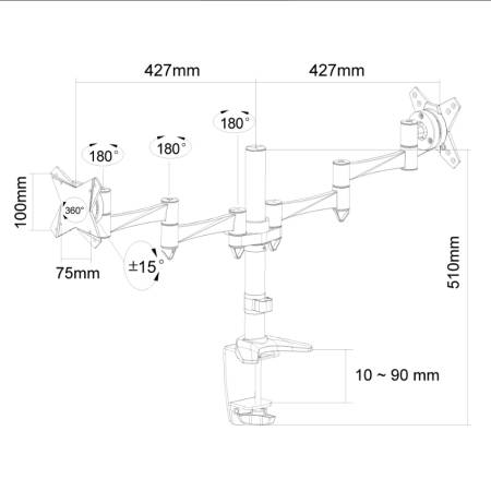 Neomounts Flat Screen Desk Mount (clamp/grommet) for 2 Monitor Screens
