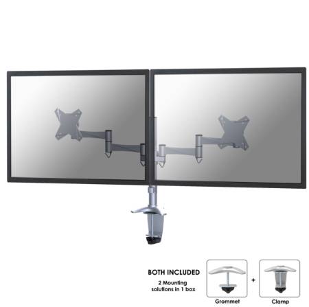 Neomounts Flat Screen Desk Mount (clamp/grommet) for 2 Monitor Screens
