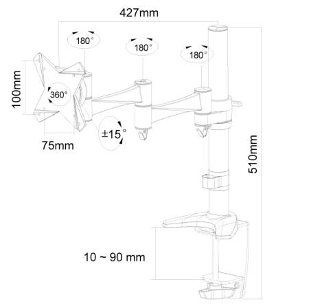 Neomounts Flat Screen Desk Mount (clamp/grommet)