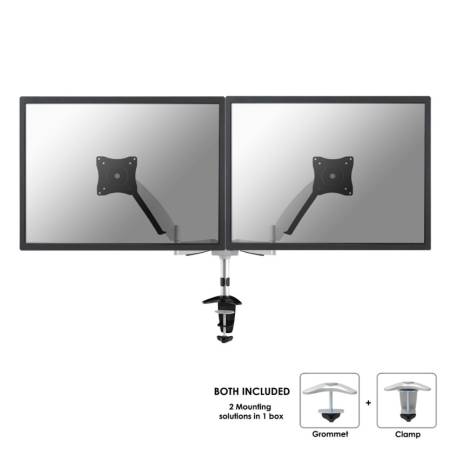 Neomounts Flat Screen Desk Mount (clamp/grommet) for 2 Monitor Screens