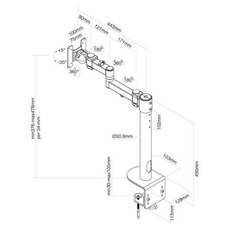 Neomounts Flat Screen Desk Mount (clamp)