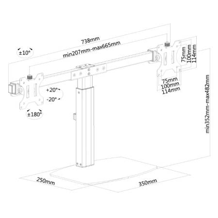 Neomounts Flat Screen Desk Mount (stand) for 2 Monitor Screens
